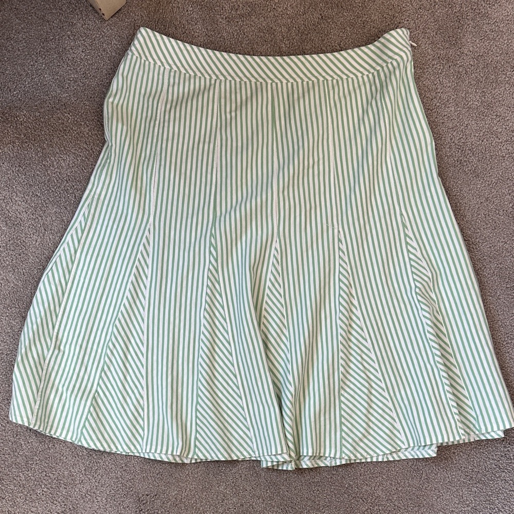 Theory Striped Green and White Women's Skirt
